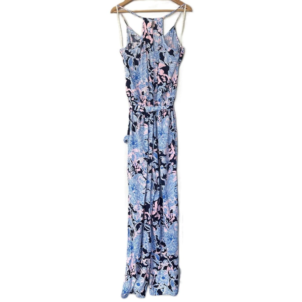 Lilly Pulitzer Large Dusk Jumpsuit Amore‎ Belted Adjustable Strap Straight-Cut - Picture 2 of 12